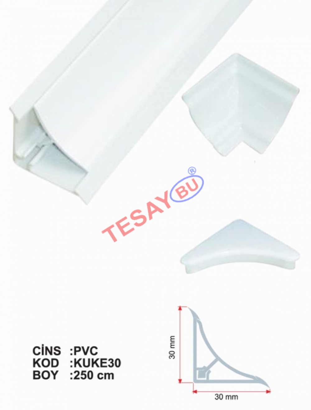 KUKE30 - 30*30 PVC BATHTUP EDGE (TWO PARTS)